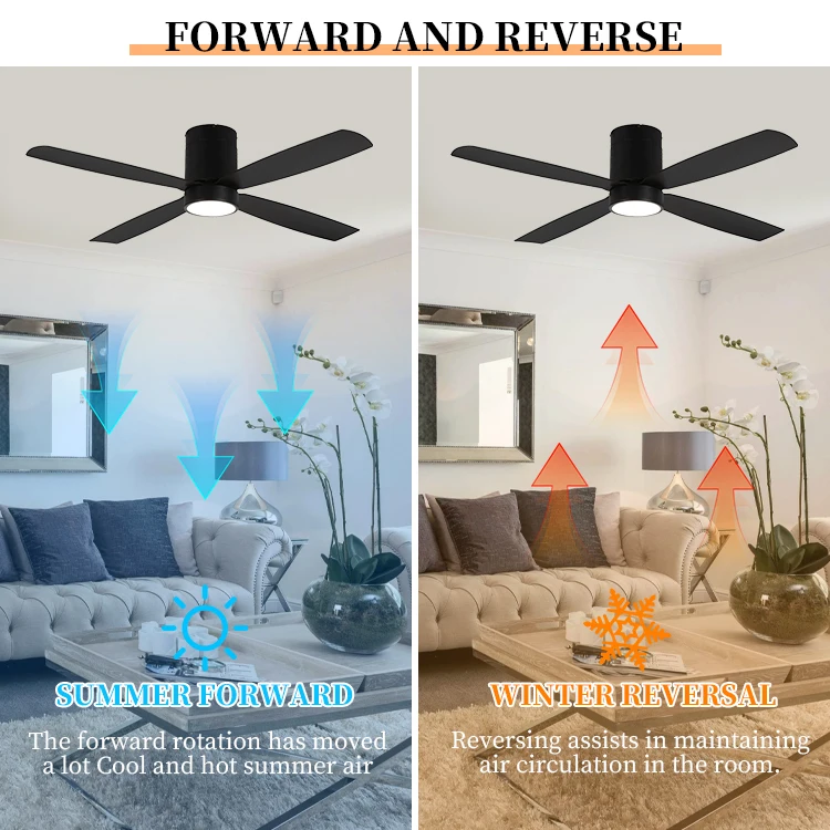 Wholesale Dimmable Light Wall Control 4 Blades Black Modern Electric Ceiling Mounted Fan With Light