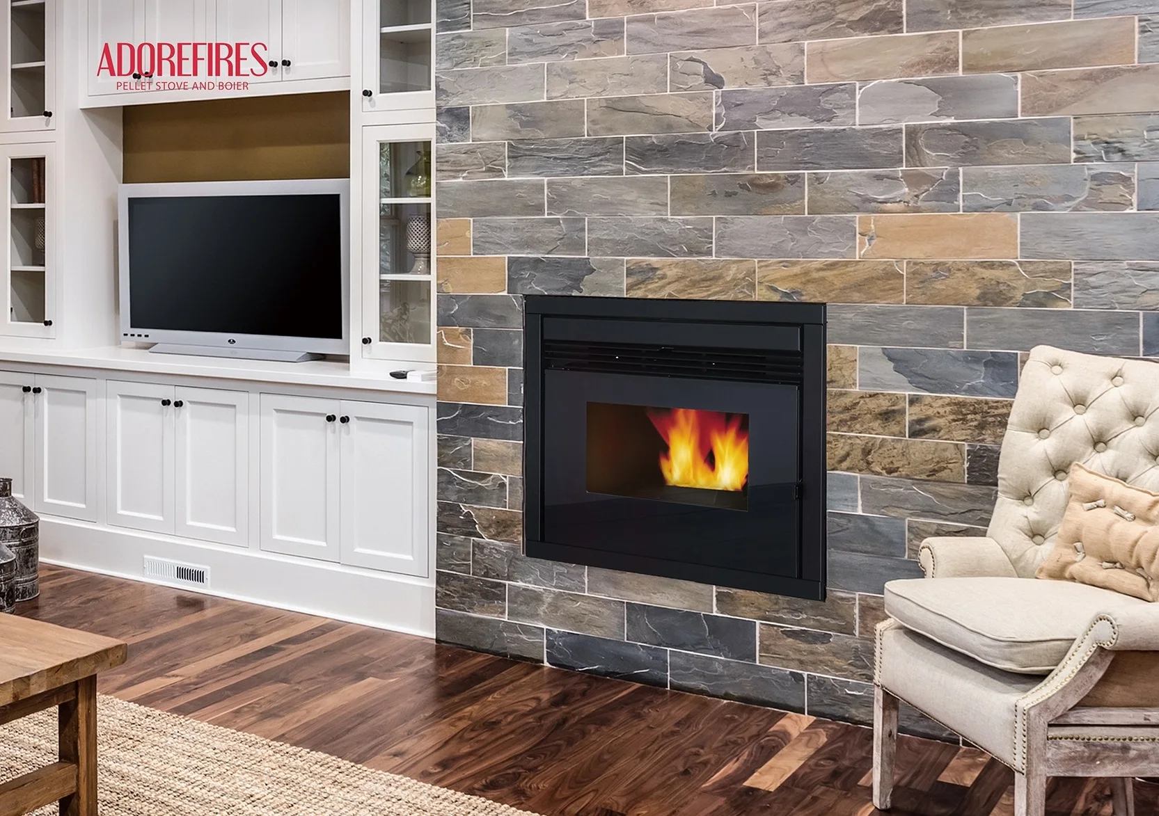 WIFI Adorefires Wall Insert European new hot indoor wood burning stove Smart remote control cast iron pellet heater