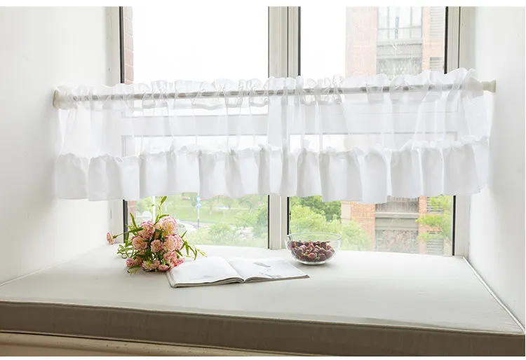 Customized wholesale Floral Lace Sheer Rod Pocket Curtain Valance