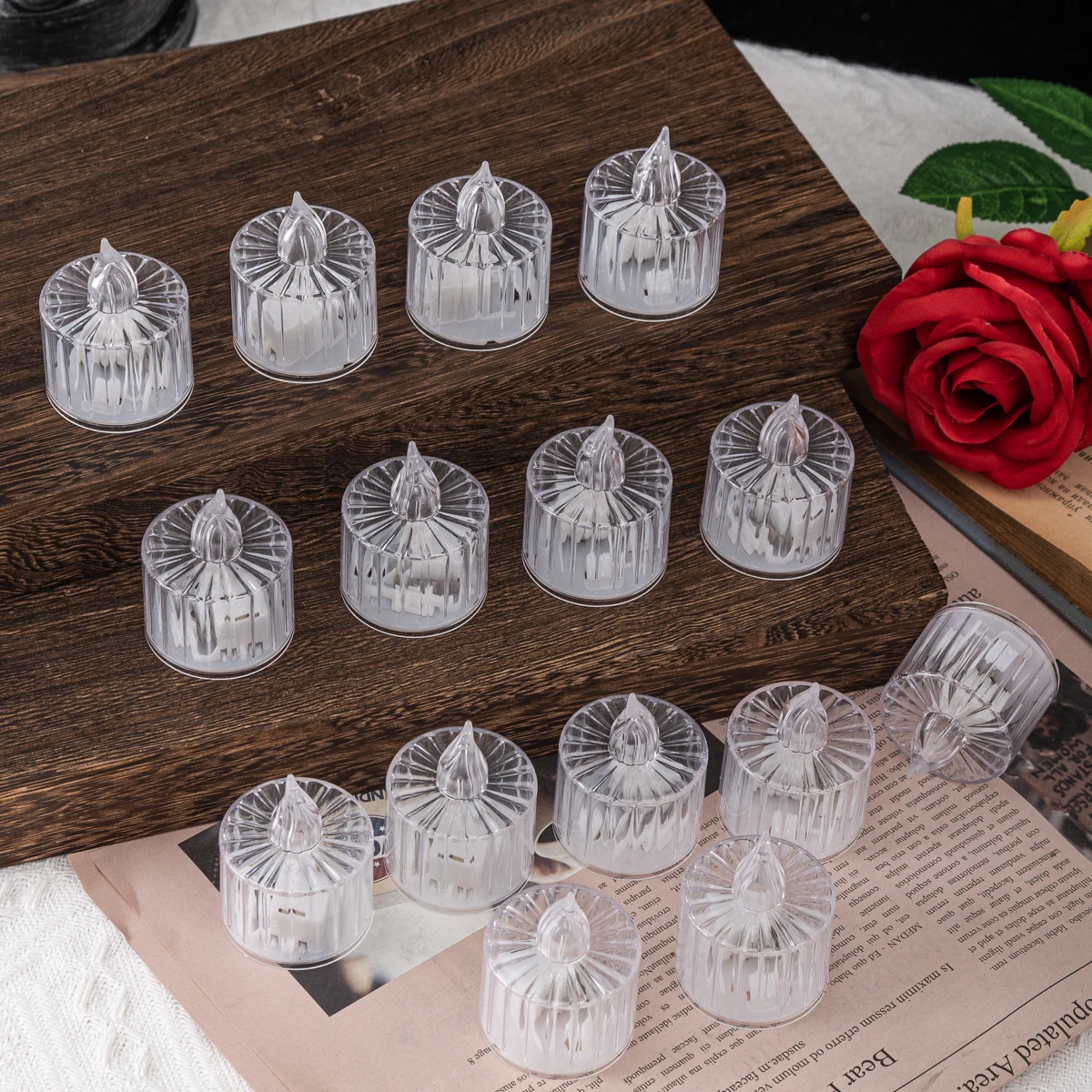 Transparent square candy lamp flameless LED candle warm atmosphere holiday decoration Christmas home decoration