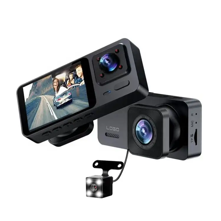 Hot seller 2MP Car Black Box Triple Camera 2 Inch 3 Lens Car Dvr 4K Hd 1080p Dash Cam Car Black Box