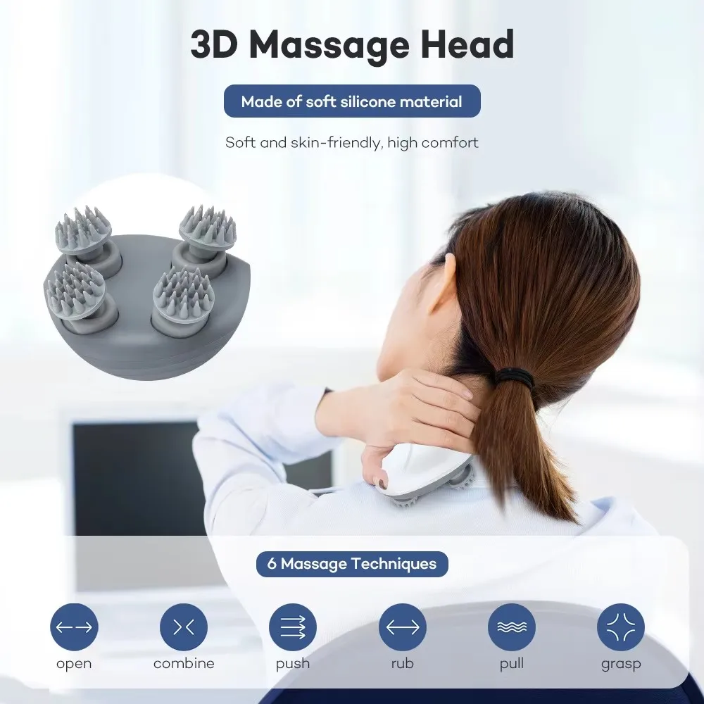 Hot Selling Product Portable 24 Kneading Nodes Relax Shoulder Neck Electric 3D Deep Massage Machine Cordless Scalp Massager