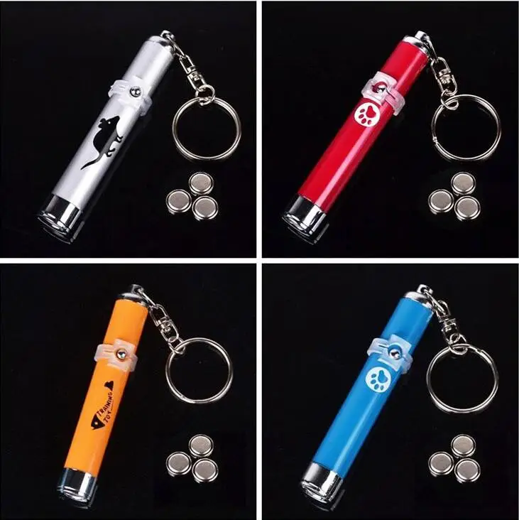 Interactive LED Projection Training Pet Led Laser Pointer Cat Toy Light Keychain With Mouse or Fish Shadow Playing