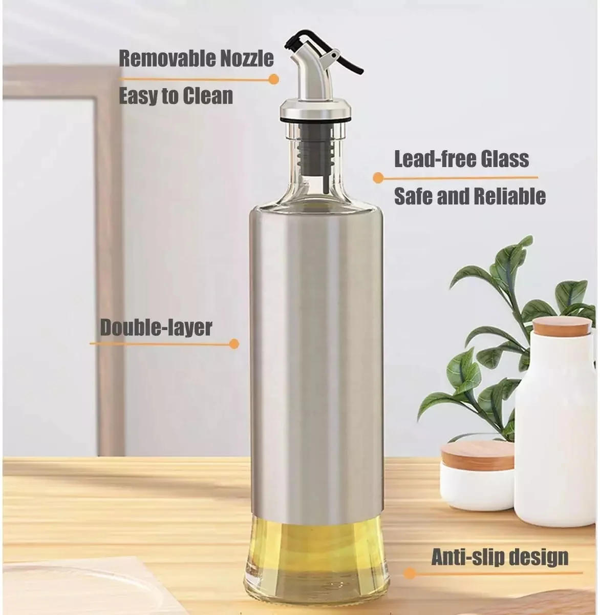 Glass Oil Dispenser Bottle with Best Quality Stainless Steel