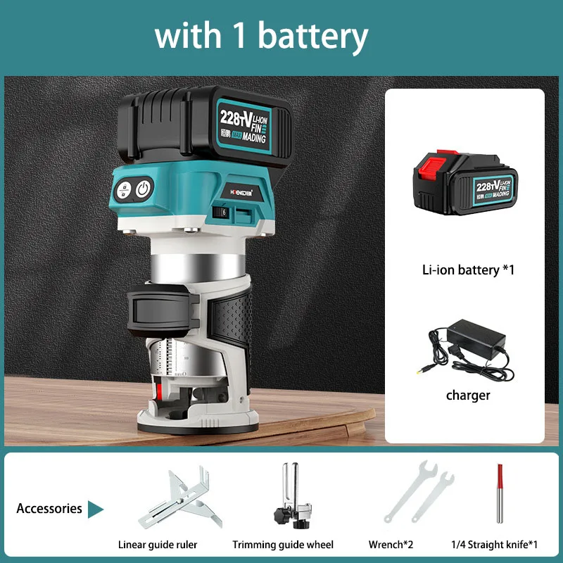 6.35mm Portable Brushless Battery Power Woodwork Edge Trimmer Woodworking Carving Machine Cordless Wood Tenoning Electric Router