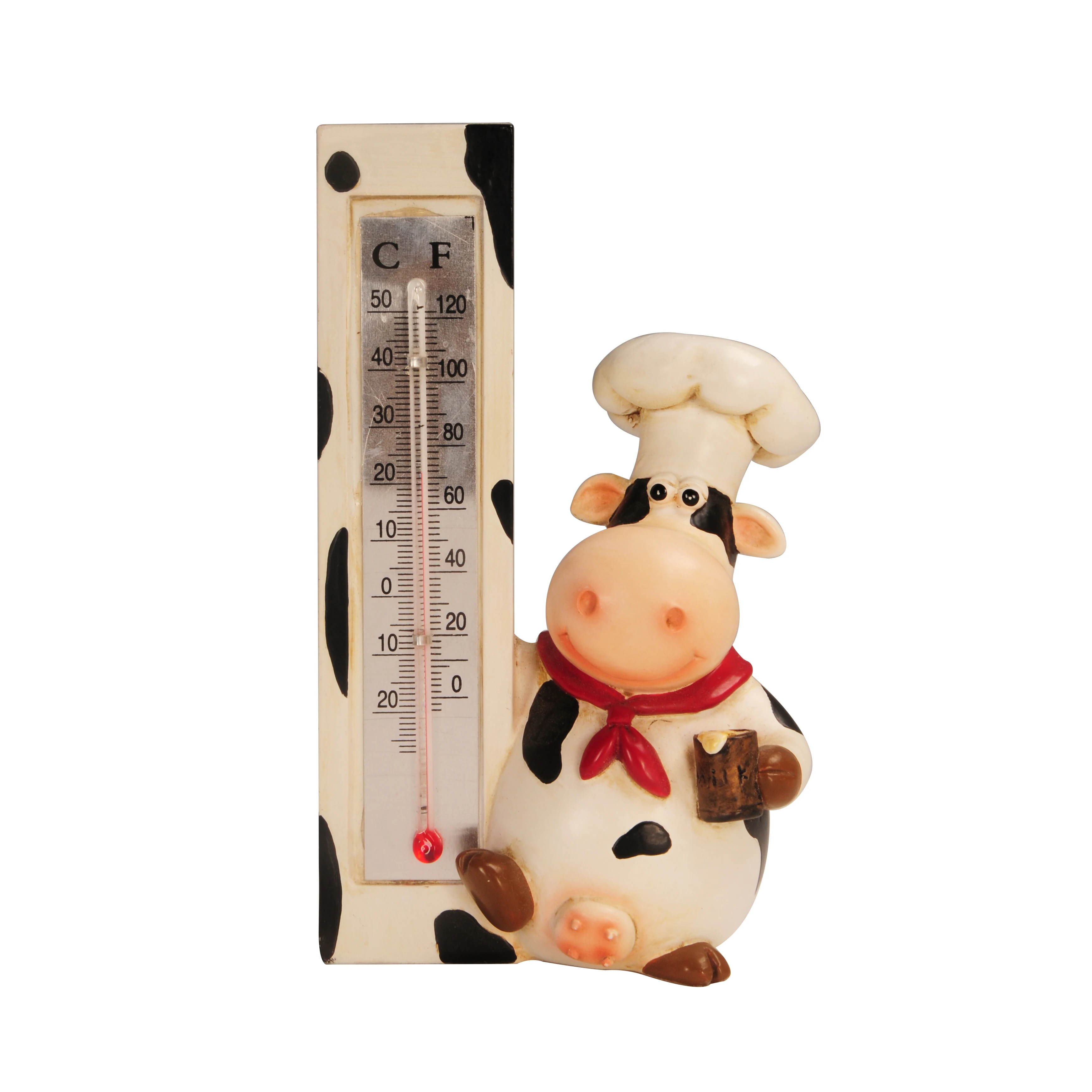 resin polyresin cow with thermometer  home decoration figurine gift