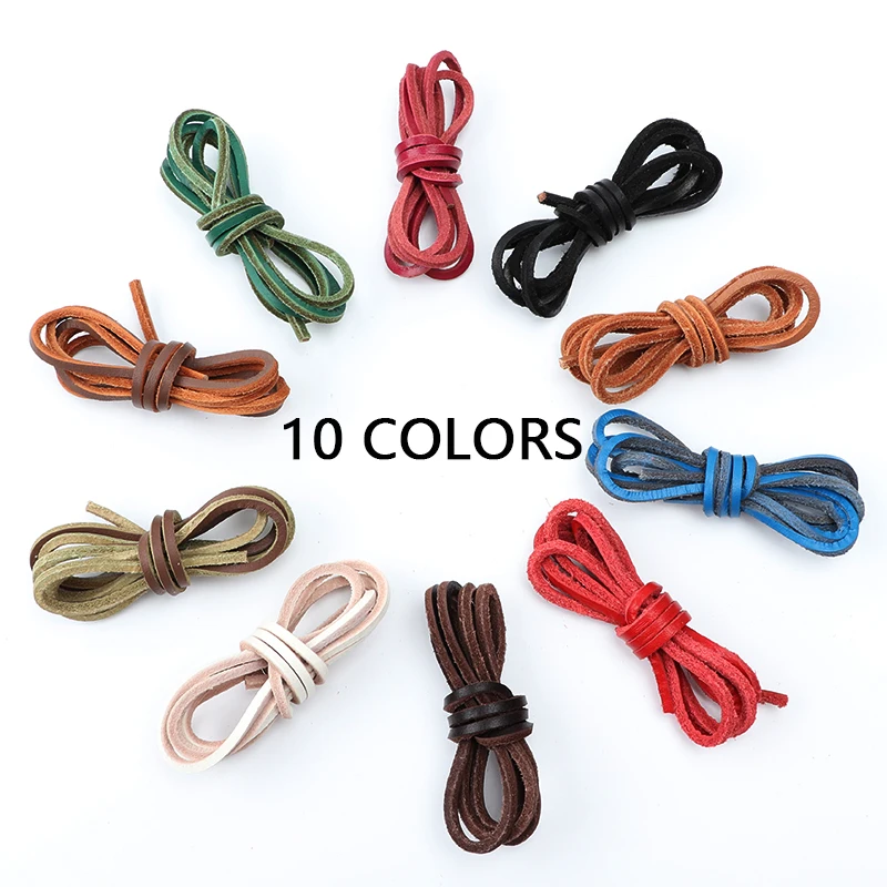 1 Pair Flat Shoelaces High Quality Solid Leather Shoe laces Classic Multicolor Leisure Shoe lace Outdoor Unisex Shoelace