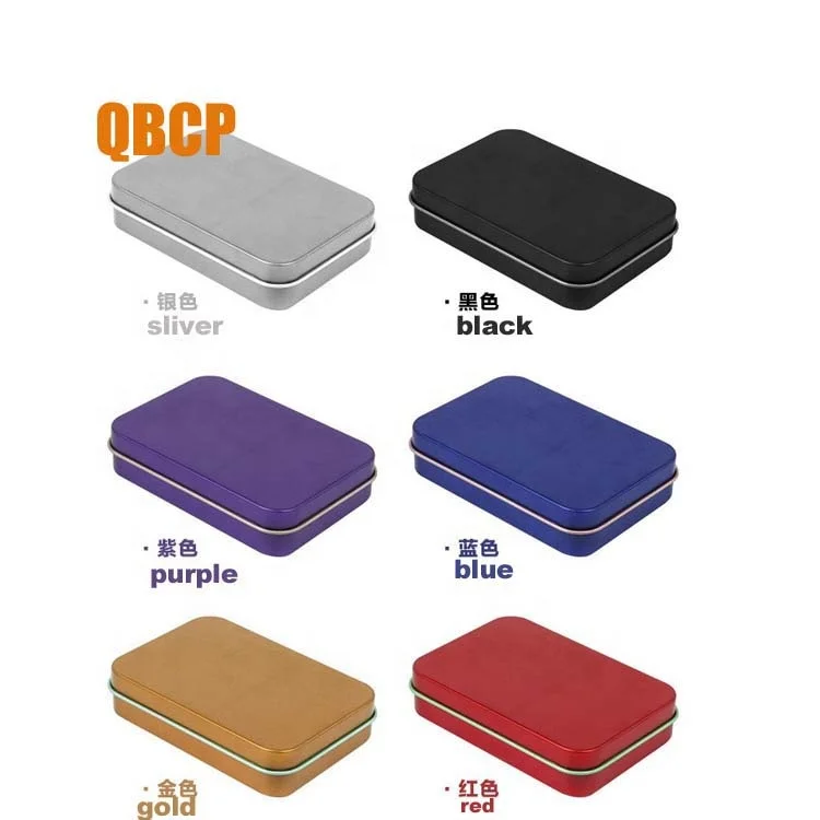 2 pieces rectangular small metal tin box with hinge and window