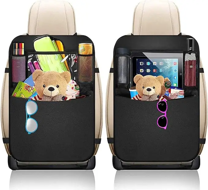 Backseat Car Organizer Kick Mats Back Seat Protector with Touch Screen Tablet Holder Back Seat Organizer for Kids
