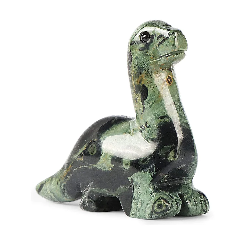 Jasper Dinosaur Hand Carved Gemstone Realistic Cute Dinosaur Figure Statue Animal Collectable Decoration or Gift