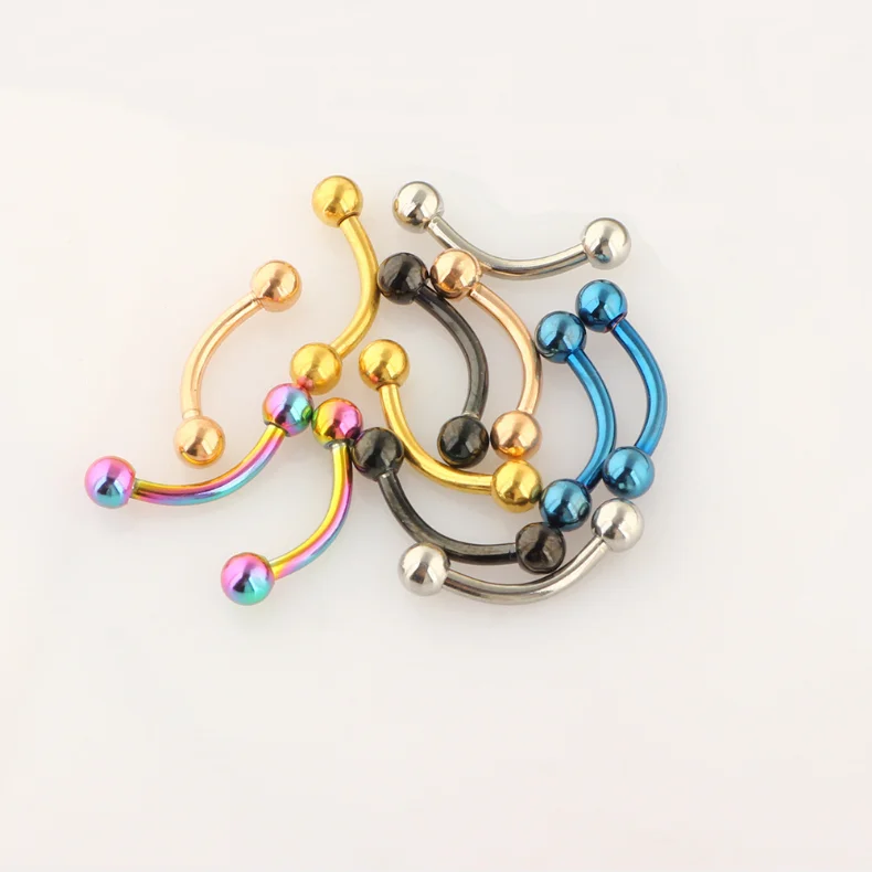 ZESEN12pcs Colorful Eyebrow Rings Set - Sexy Lip Rings, Curved Tongue Rings, Earrings - Body Piercing Jewelry