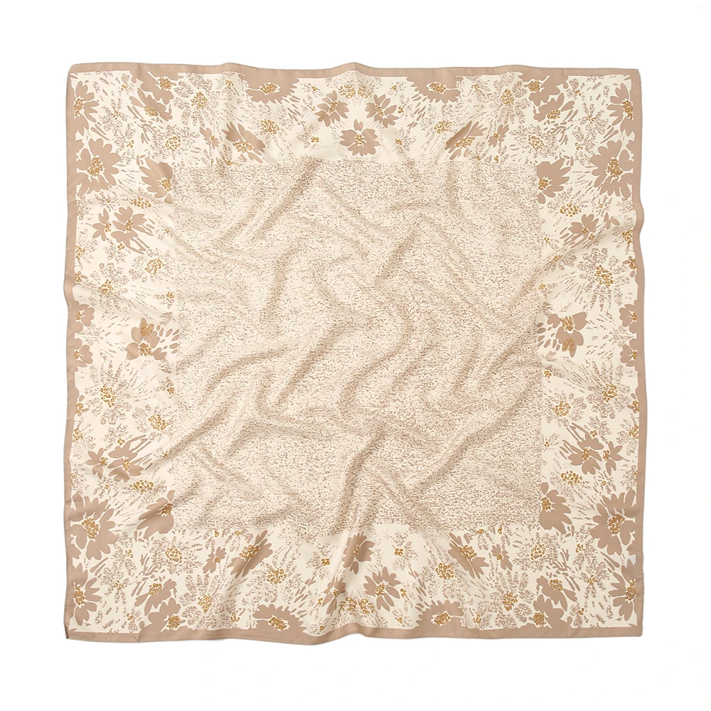 Hot Sale Muslim Women Fancy Hairband Printed Flower Slant Stripe Bandana Satin Silk Square Scarf Shawls