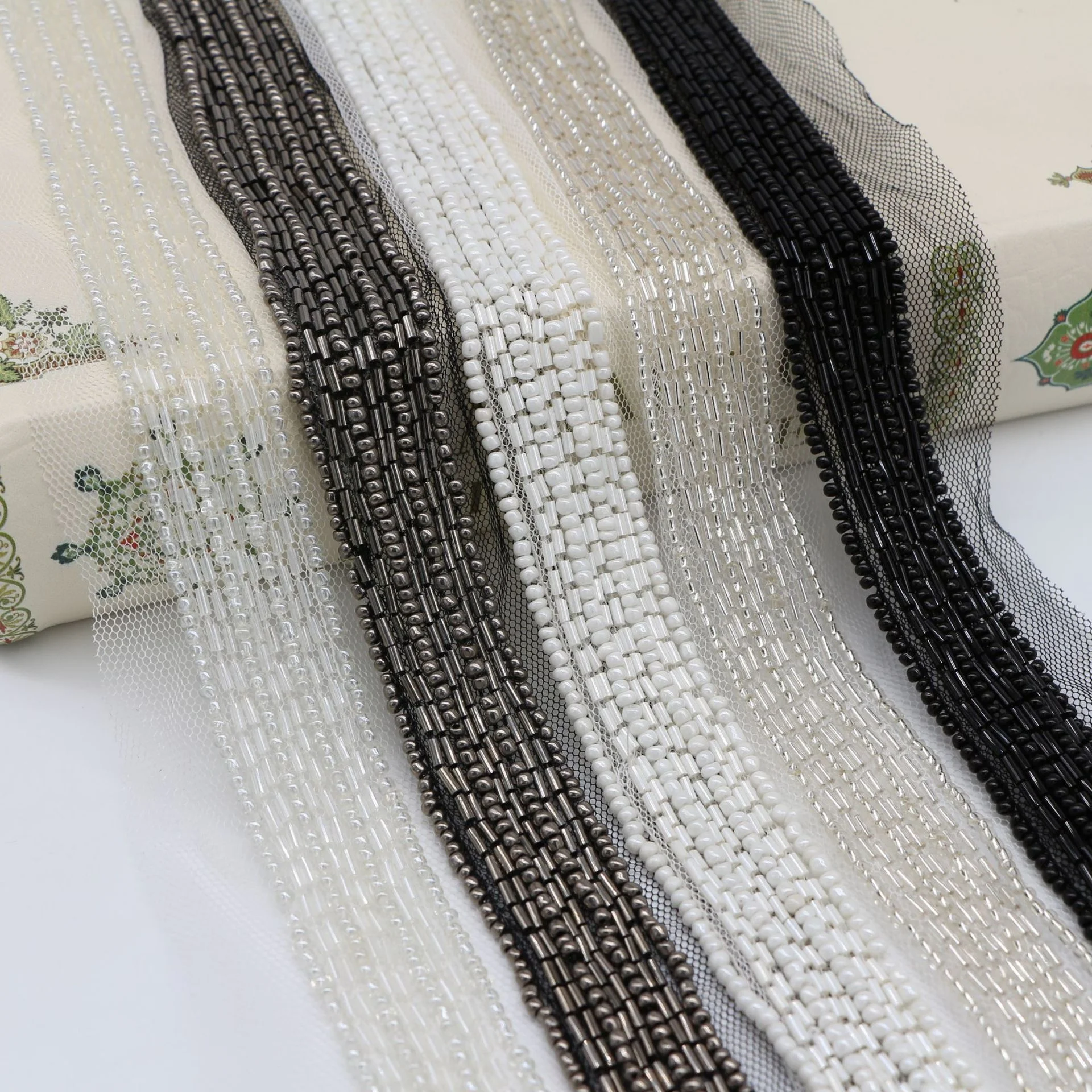 Wholesale And Retail Modern Mesh Hand Nail Beaded Edge Accessories Lace Metal Beads And Tube Lace Trim