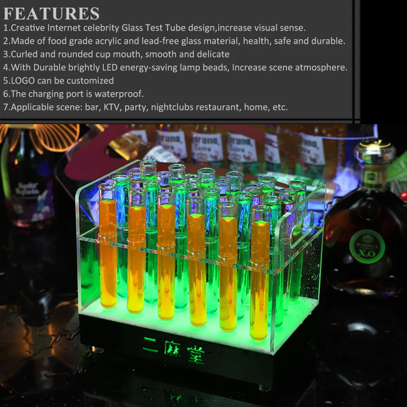 Bar nightclub supplies wine glass LED light-emitting cocktail holder test tube wine Cups rack decoration stand glorifier