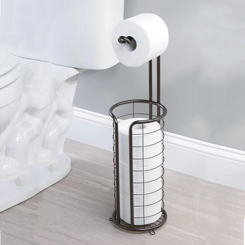 WIREKING Free Standing Tissue Holder Metal Wire Shelf Roll Toilet Paper Holder