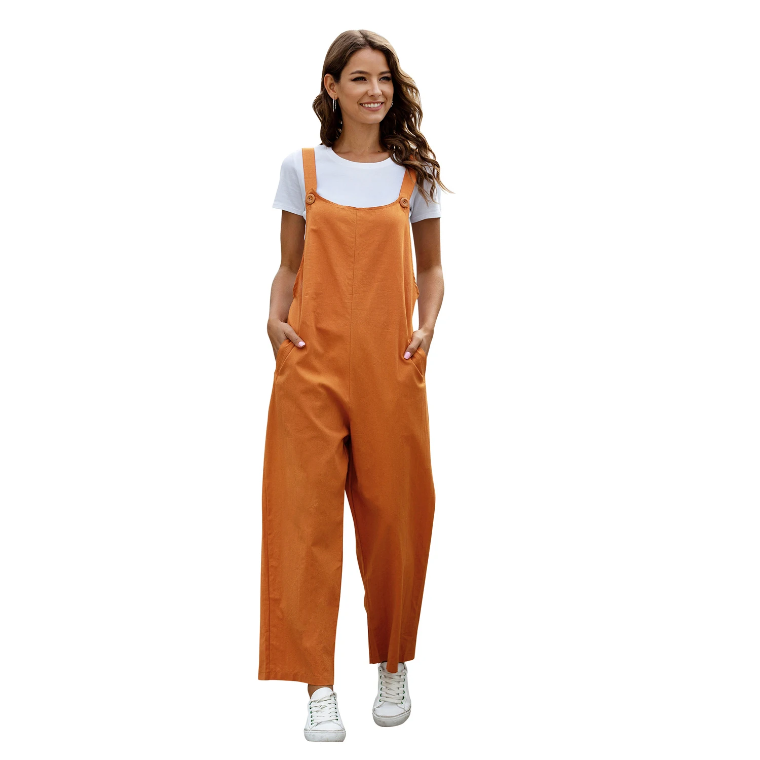 Новинка 2021, Женский Повседневный Длинный свободный комбинезон в стиле ретро, однотонный, на выбор, прямые широкие брюки, брюки