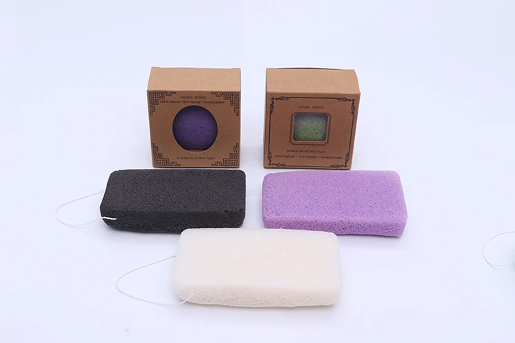 
Rectangle Shape Face Exfoliating 100%Natural Face Cleaning Konjac Sponge Custom Packaging Natural Organic 