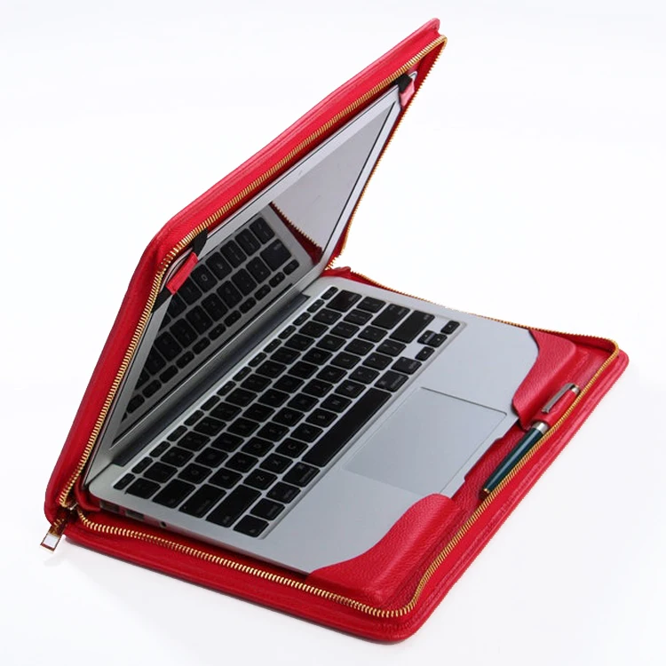 Lichi Leather Briefcase With Handle Laptop Case 14 Inch With Logo Laptop Sleeve 360 Protection Portable Women Laptop Bag