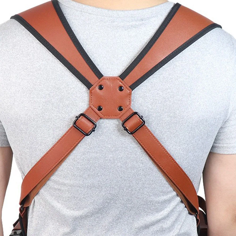 Tactical Holster Pu Leather Adjustable Concealed Carry Holster With Magazine Holder Vertical Shoulder Holster