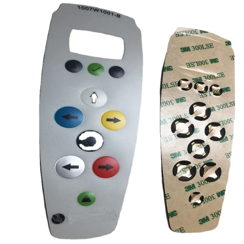 Waterproof screen printing embossed buttons graphic overlay with metal dome for medical equipment application