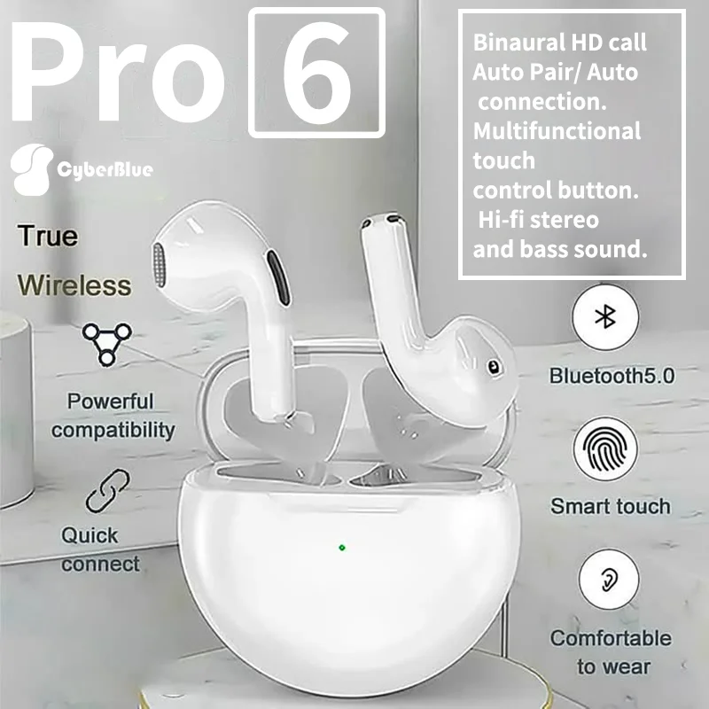 Cyberblue Hot Sale Wireless Headphone In-ear Earphones Handsfree Wireless Earbuds Pro 6 Earbuds