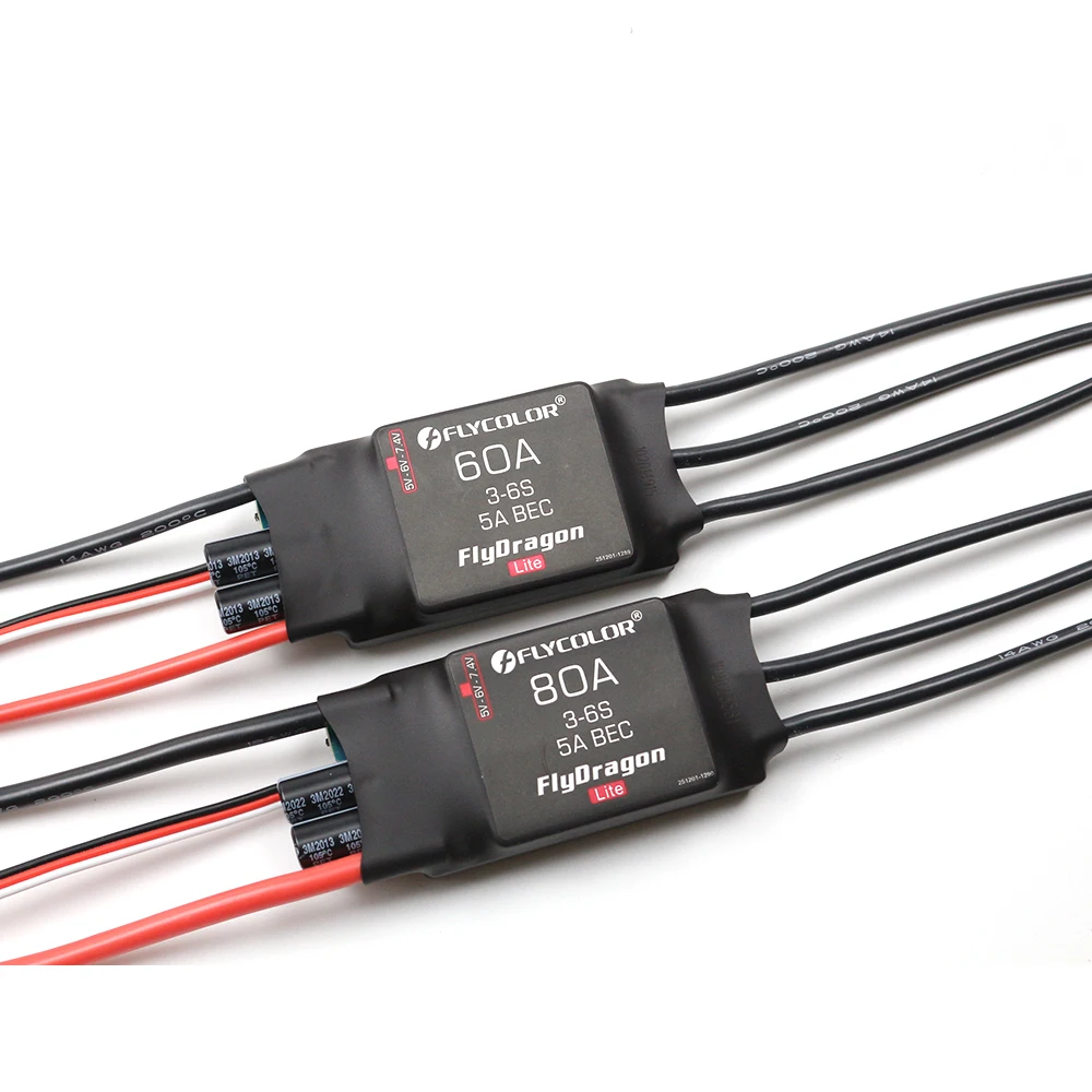 Flycolor FlyDragon Lite 3-6S 60A 80A Brushless ESC With 5V/6V/7.4V 5A Adjustable BEC for RC Airplane