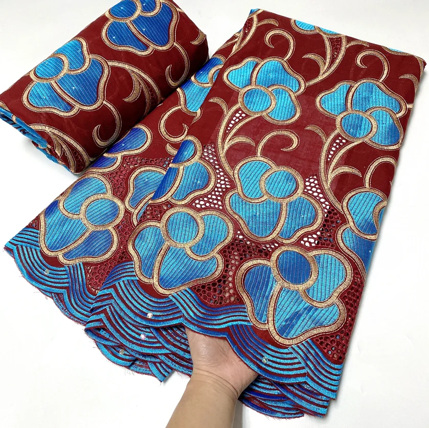 African Cotton Punch Embroidery Lace Fabric High Quality Nigerian Swiss Voile In Switzerland Lace Fabrics OK7031