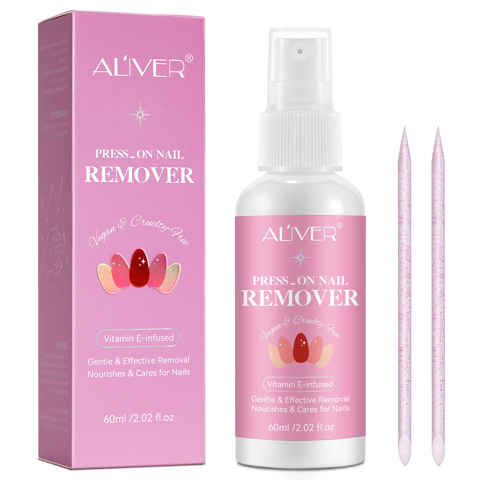 ALIVER Private Label Nourishes Care Vitamin E 60ml Gel Nail Polish Remover Liquid,nail Glue Polish Remover,press on Nail Remover