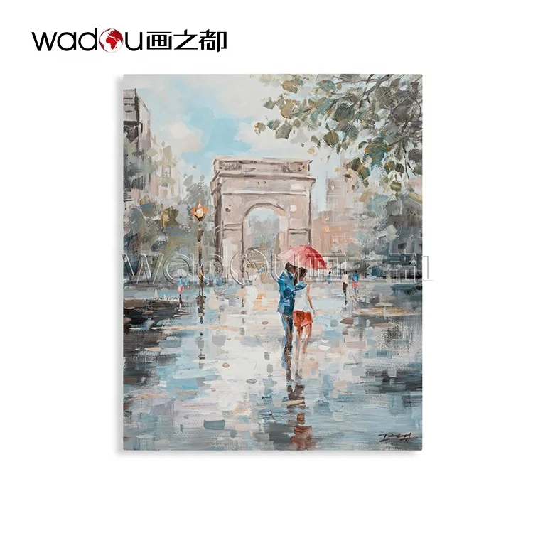 Fashion Custom Wall Art Oil Paintings Wholesale Home Decor Romantic Paris Streetscape Modern Painting Oil