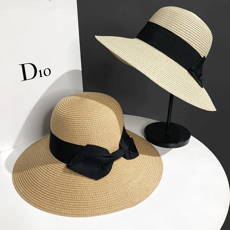 YANYE Fashion Bows Summer Outing Big Brim Sea Female Beach Sun Protection Anti-uv Straw Visor Hat