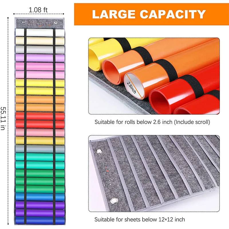 Vinyl Roll Felt Rack, Vinyl Storage Organizing Felt Rack Wall Mount, Gift Wrap Felt Organizer