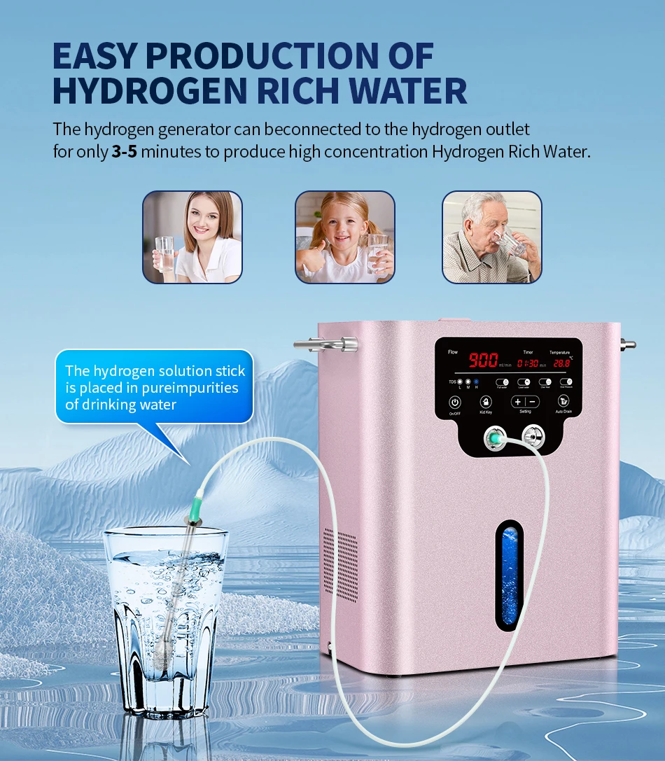 Suyzeko hydrogen generator inhaler Iridium SPE PEM 900ML 1500ML 3000ML hydrogen inhalation machine