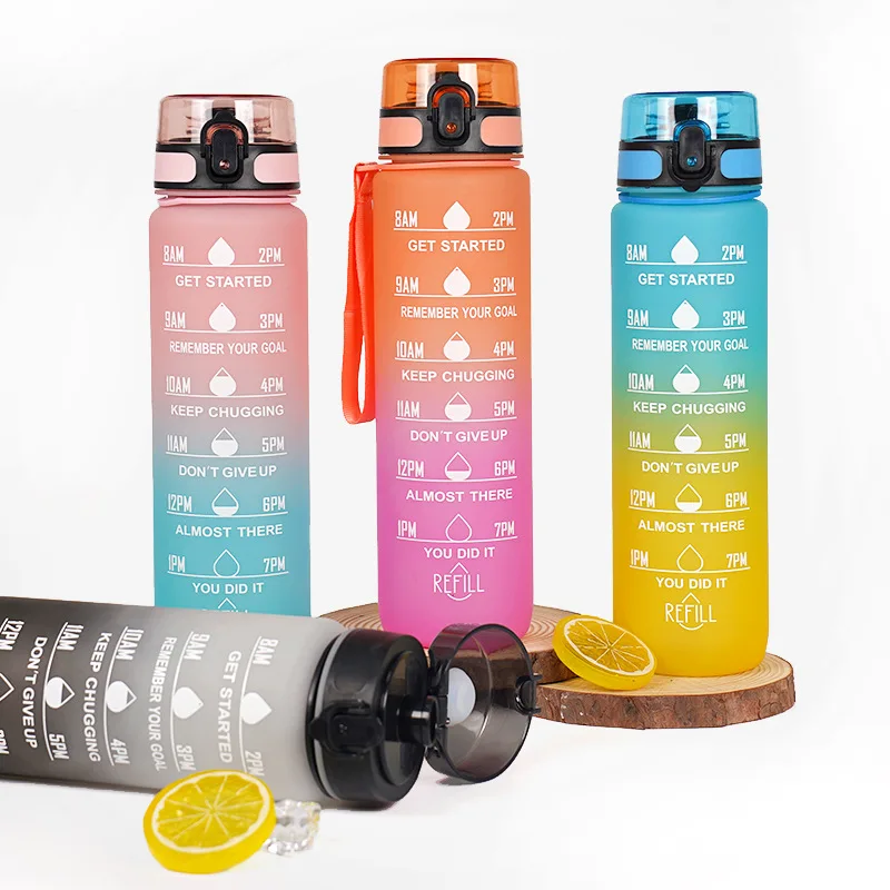 Top Seller Plastic Water Jug Bottle Custom LOGO 1050ml Motivational Tritan 1L Sports Tritan Water Bottle