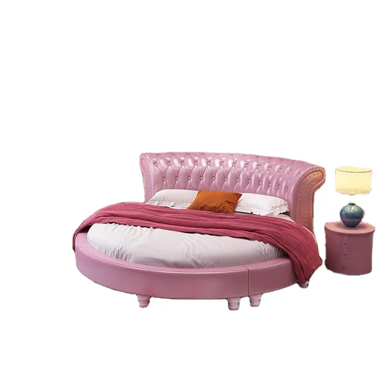wholesale high end luxury bed set furniture modern elegant platform king size double round queen bed round bed mattress