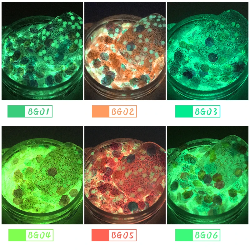 Luminous Nail Glitter Sequins 6 Colors Nail Art Stickers Shinning Colorful Confetti Manicure Tips Decorations For Nail Design