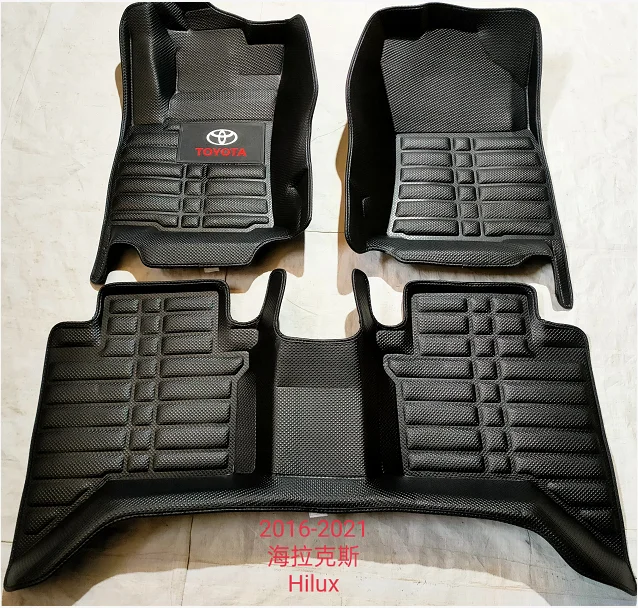 4X4Hot Pressed New Design Pvc Leather two Rows Car Floor Mats Hight Quality Special Car Mats For Toyota Hilux 2016-2022