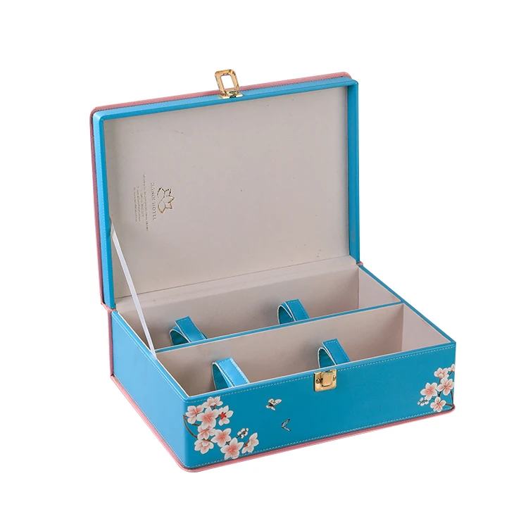 Factory Custom Luxury Gift Packaging Two Bottle Wine Boxes Pu Leather Red Wine Gift Box
