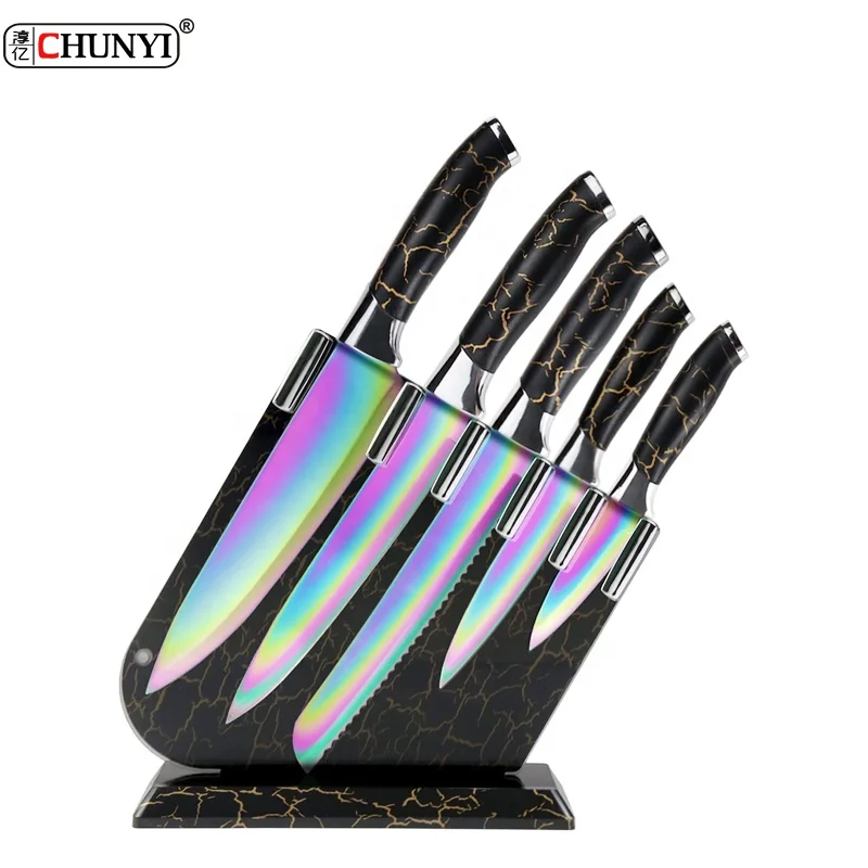 Набор кухонных ножей с титановым покрытием разноцветный кухонный нож акриловой