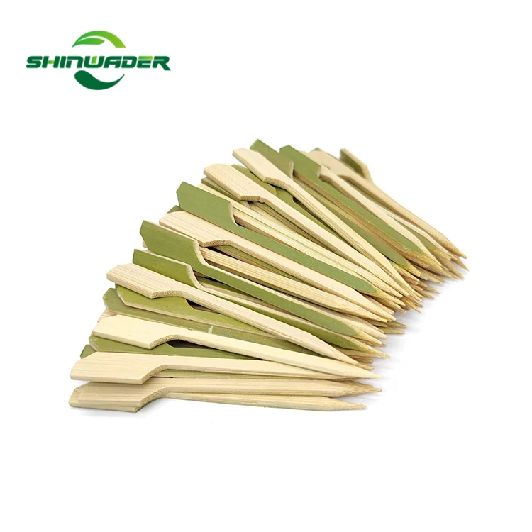 Bamboo Skewer Hot Stamp Bamboo Paddle Skewer Sticks With Printed Logo BBQ Sticks