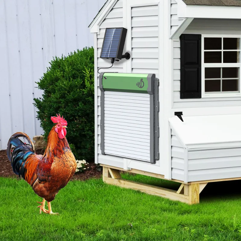 Solar Powered Light Sensing Remote Control Opener Rolling shutter door Automatic Chicken Coop Door
