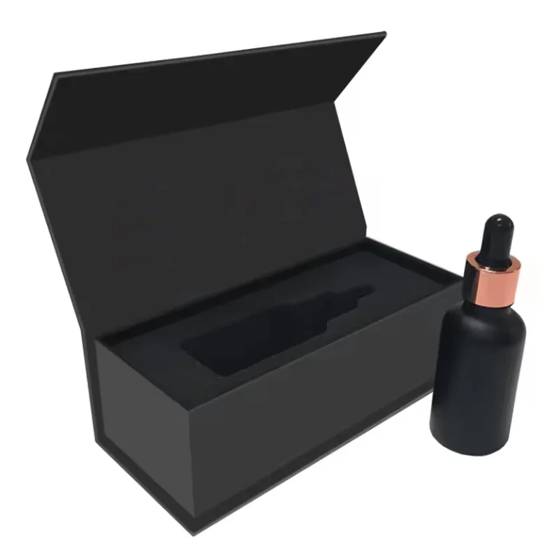Magnetic Essential Oil Gift Box Cosmetic Packaging for 10ml CBD Hemp Oil Dropper Glass Perfume bottle paper gift box with Foam