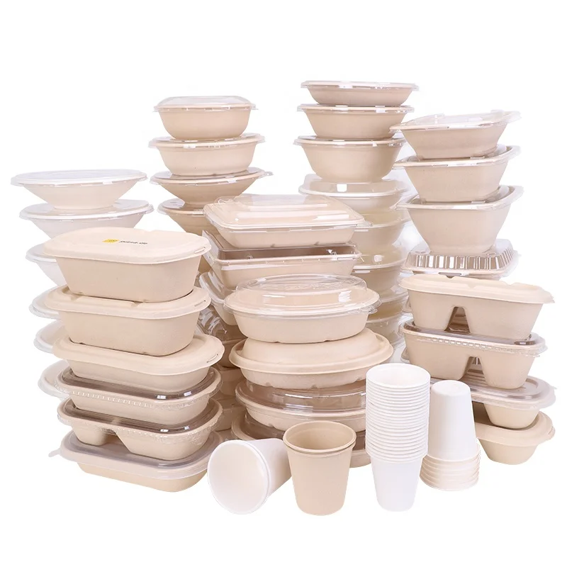 Eco-Friendly Biodegradable Sugarcane Fiber Bagasse Food Container,Bamboo Pulp Food Container Boxes