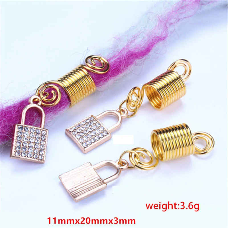 Jachon Beaded alloy heart pendant set with diamond Ethnic spiral coil Coil Spring hair ornament Dreadlocks Irish hair ring