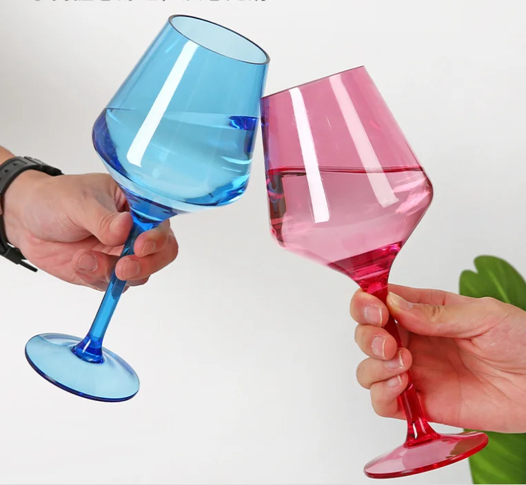 Wholesale Custom Logo Colorful Wine Glasses Tritan Colored Plastic Red Wine Glasses For Wedding