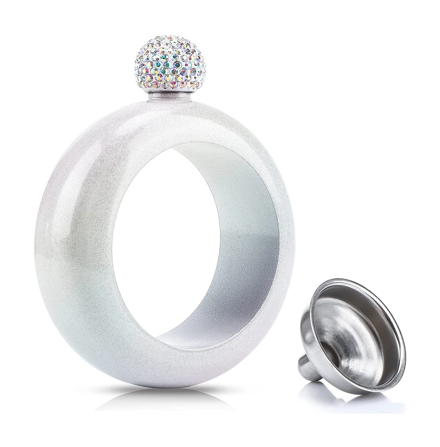 3.5oz Bangle Liquor Bracelet Pocket Hip Flask With Diamond Lid Stainless Steel Alcohol Metal Whiskey Vodka Flagon