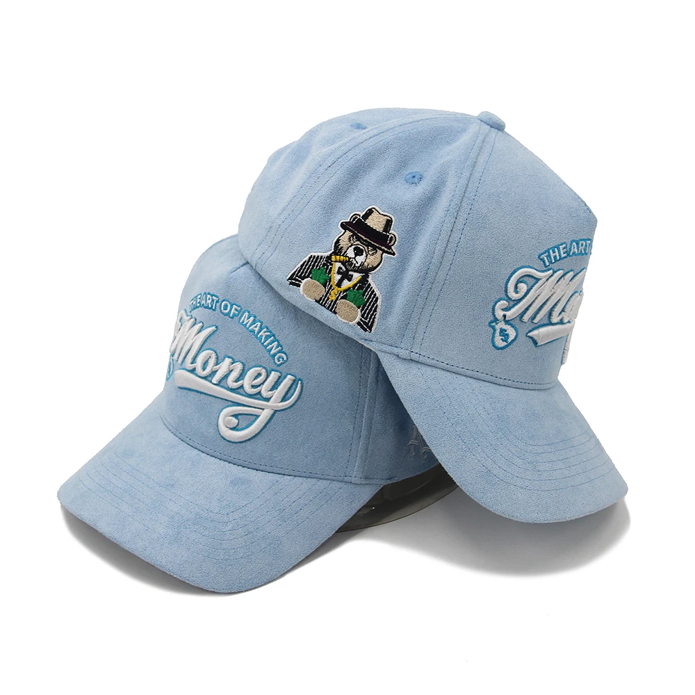 Hot Selling 100% Suede 5 Panel A Frame Custom 3D Embroidery Logo High Crown Chamois Classic Adjustable Snapback Baseball cap
