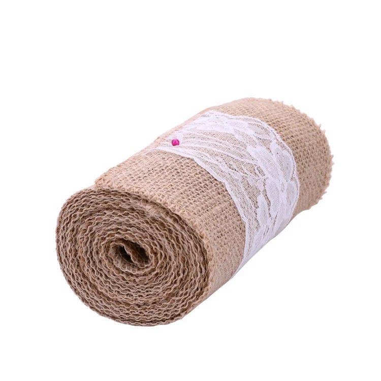 Vintage Jute Burlaps Lace Roll for Wedding Decoration Chair Sashes Home Decoration Ornamental Pendant