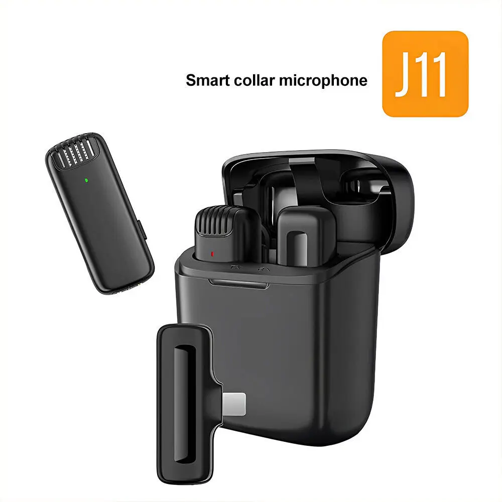J11 Wireless Lavalier Microphone Noise Reduction Outdoor Live Radio Wireless Microphone for iPhone/iPad Type-C Android
