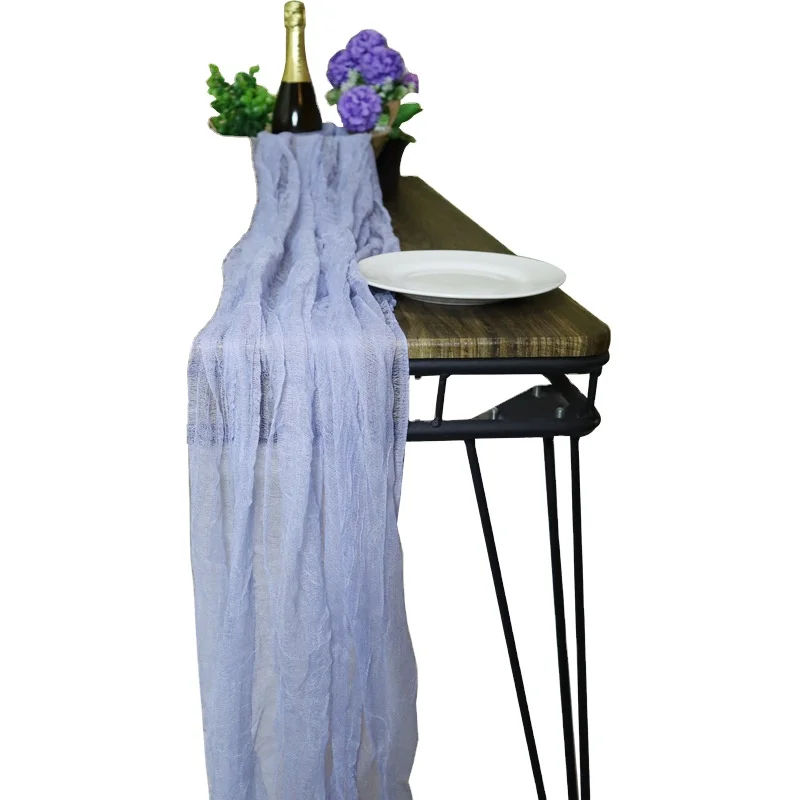 Wholesale Hot Selling Gauze Rustic Cheesecloth Tablecloth Runner Wedding Party  For Living Room Tabletop Decoration