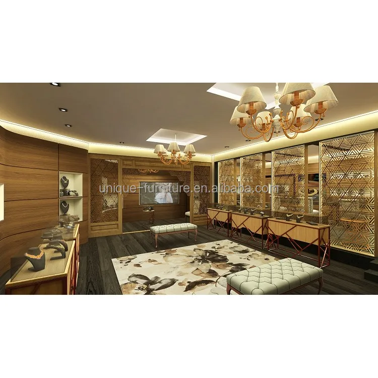 Золотая витрина для ювелирных изделий из нержавеющей стали